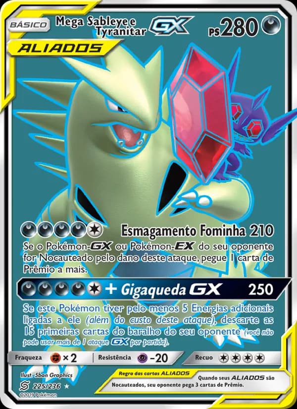 Mega Sableye e Tyranitar GX, carta 225 de Sintonia Mental 