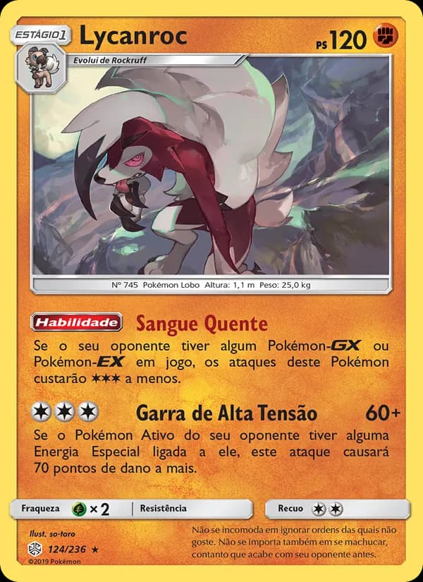 Lycanroc, carta 124 de Eclipse Cósmico
