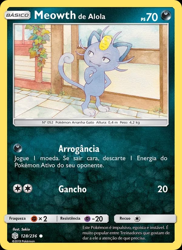 Meowth de Alola, carta 128 de Eclipse Cósmico