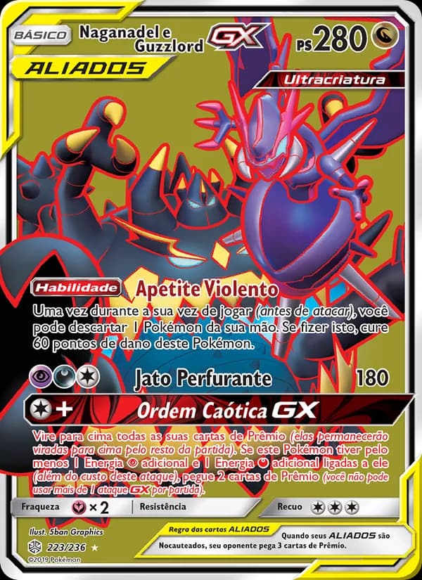 Naganadel e Guzzlord GX, carta 223 de Eclipse Cósmico