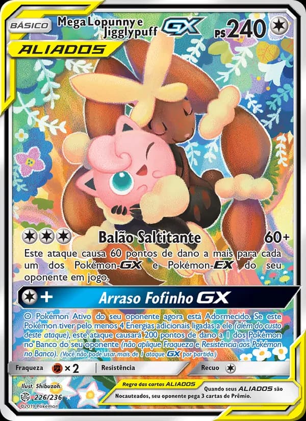 Mega Lopunny e Jigglypuff GX, carta 226 de Eclipse Cósmico
