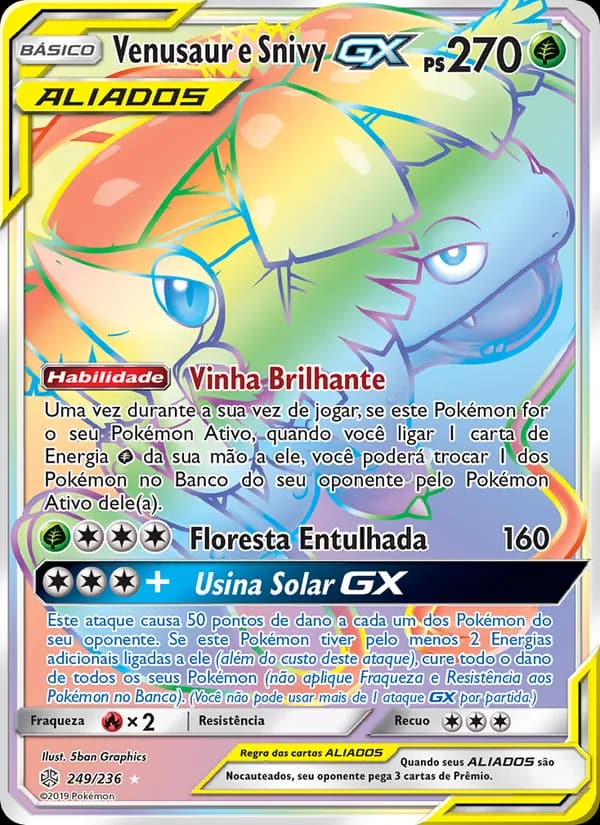 Venusaur e Snivy GX, carta 249 de Eclipse Cósmico