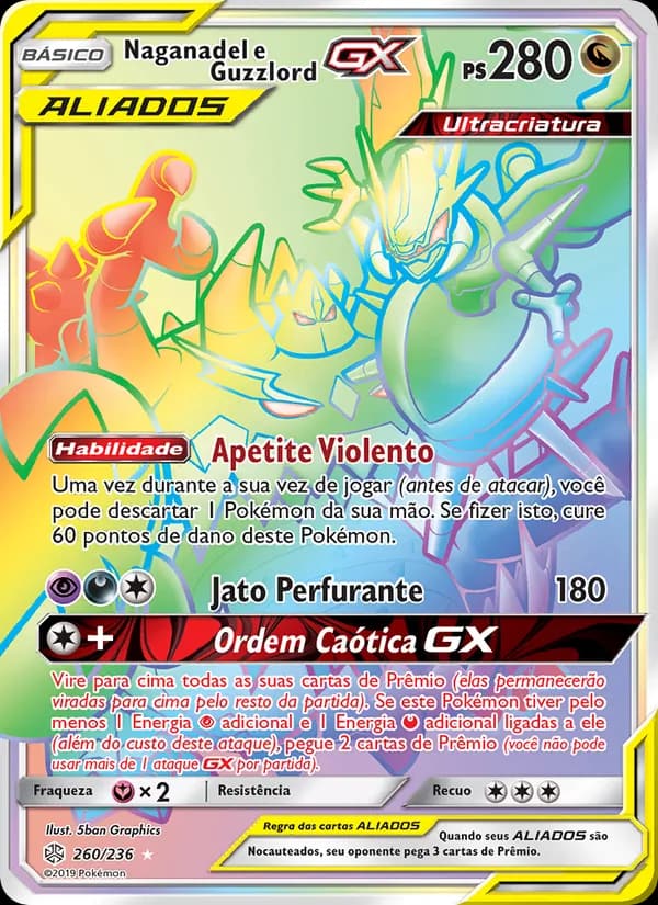 Naganadel e Guzzlord GX, carta 260 de Eclipse Cósmico