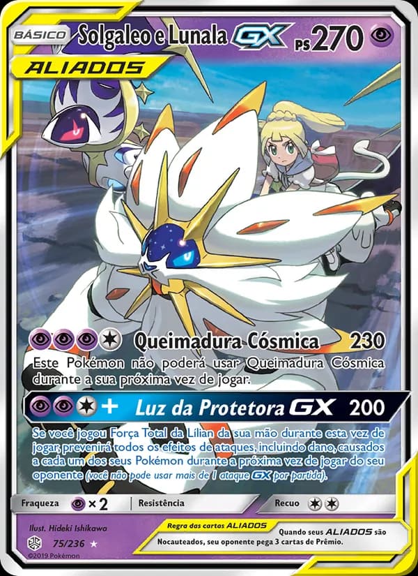 Solgaleo e Lunala GX, carta 75 de Eclipse Cósmico
