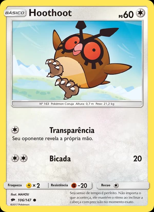 Hoothoot, carta 106 de Sombras Ardentes