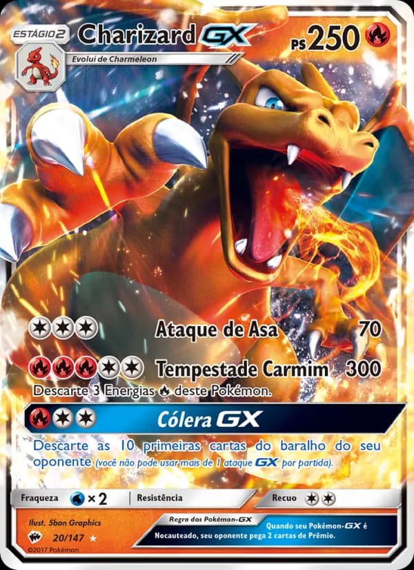 Charizard GX, carta 20 de Sombras Ardentes