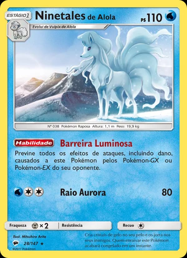 Ninetales de Alola, carta 28 de Sombras Ardentes