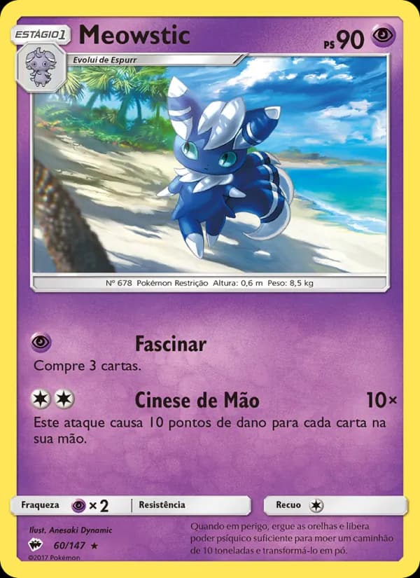 Meowstic, carta 60 de Sombras Ardentes