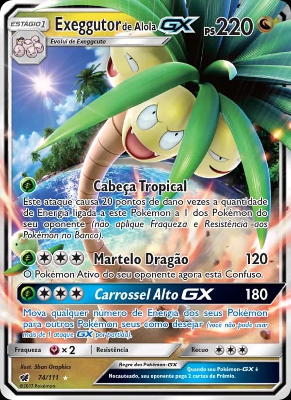 Exeggutor de Alola GX, carta 74 de Invasão Carmim