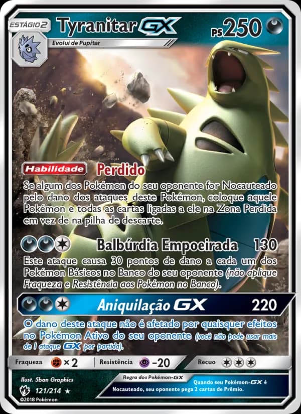 Tyranitar GX, carta 121 de Trovões Perdidos