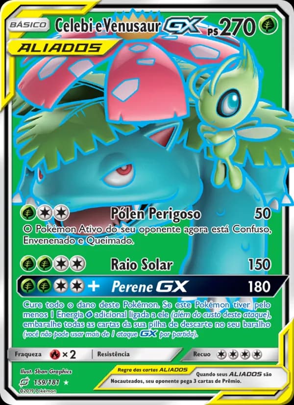 Celebi e Venusaur GX, carta 159 de União de Aliados