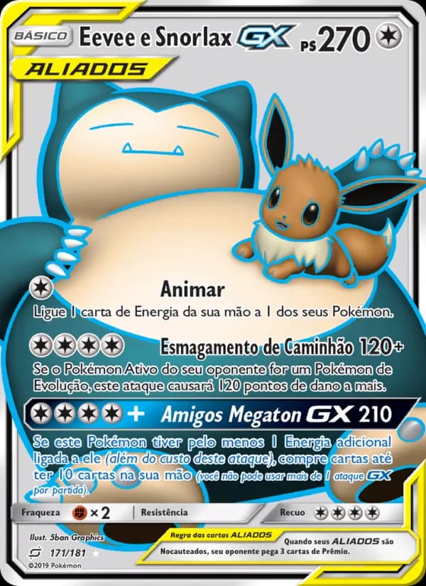 Eevee e Snorlax GX, carta 171 de União de Aliados