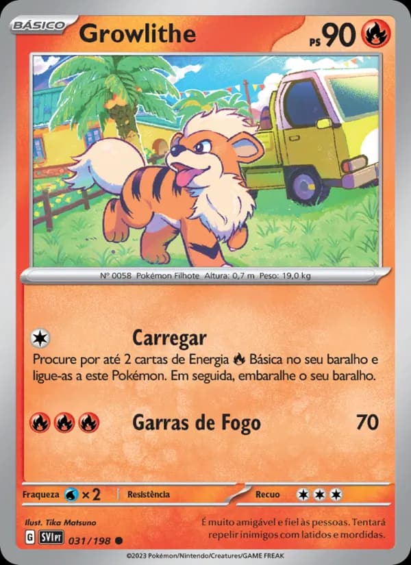 Growlithe, carta 031 de Escarlate e Violeta