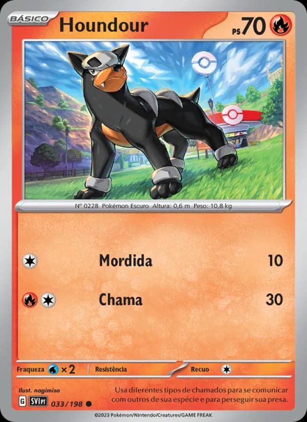 Houndour, carta 033 de Escarlate e Violeta