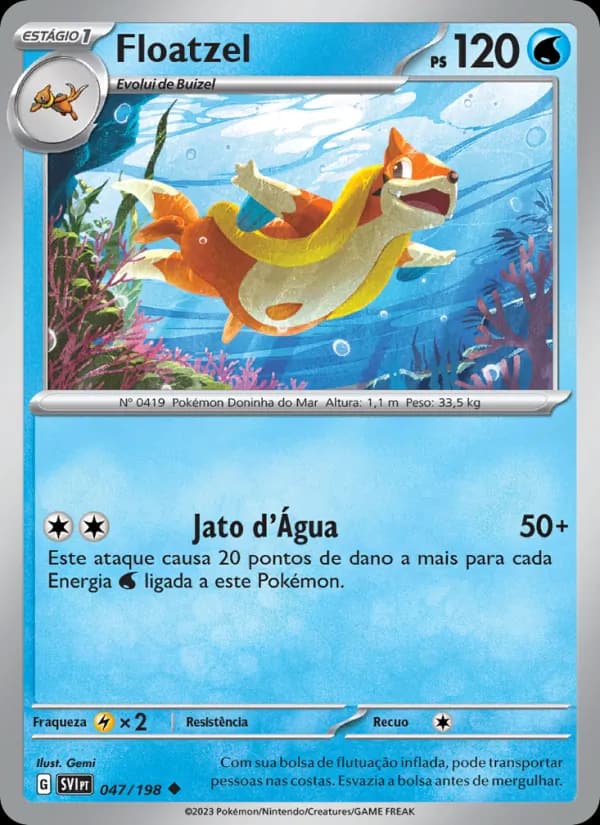 Floatzel, carta 047 de Escarlate e Violeta