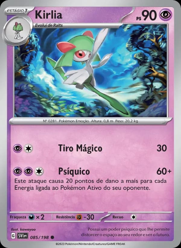 Kirlia, carta 085 de Escarlate e Violeta
