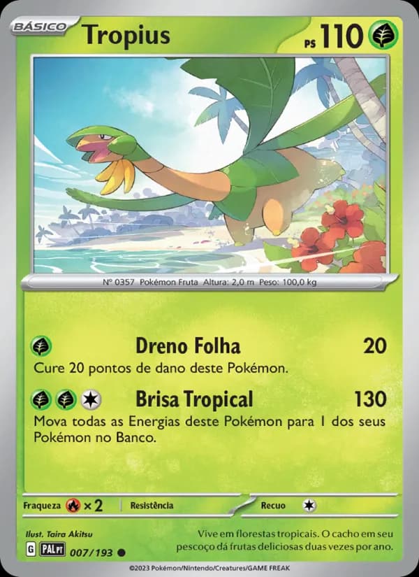 Tropius, carta 007 de Evoluções em Paldea