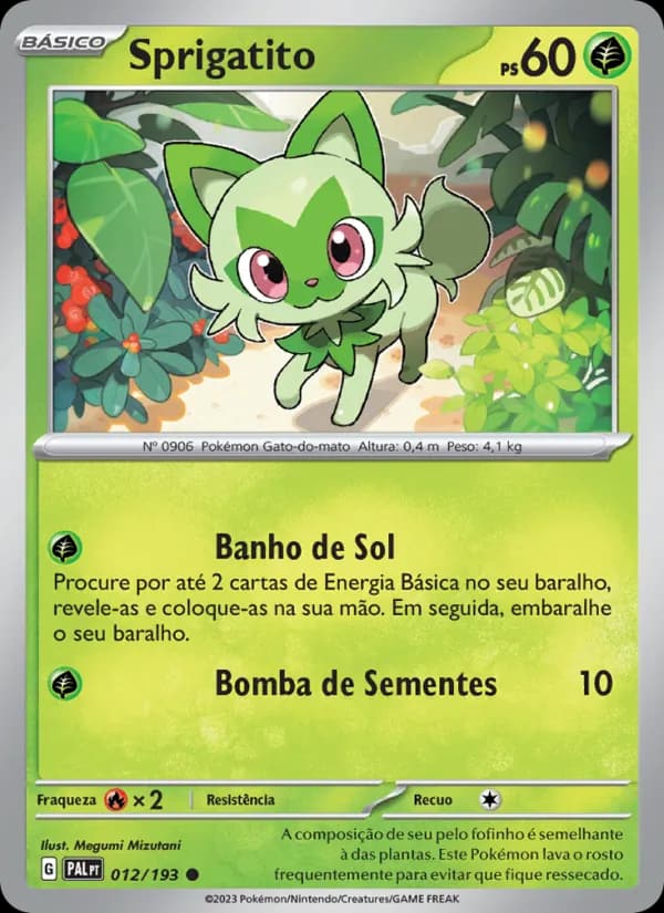 Sprigatito, carta 012 de Evoluções em Paldea