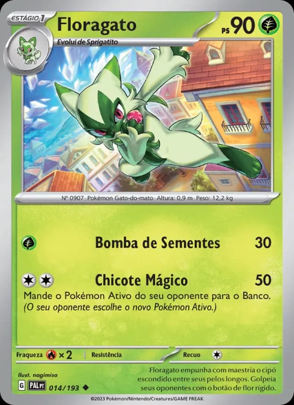 Floragato, carta 014 de Evoluções em Paldea