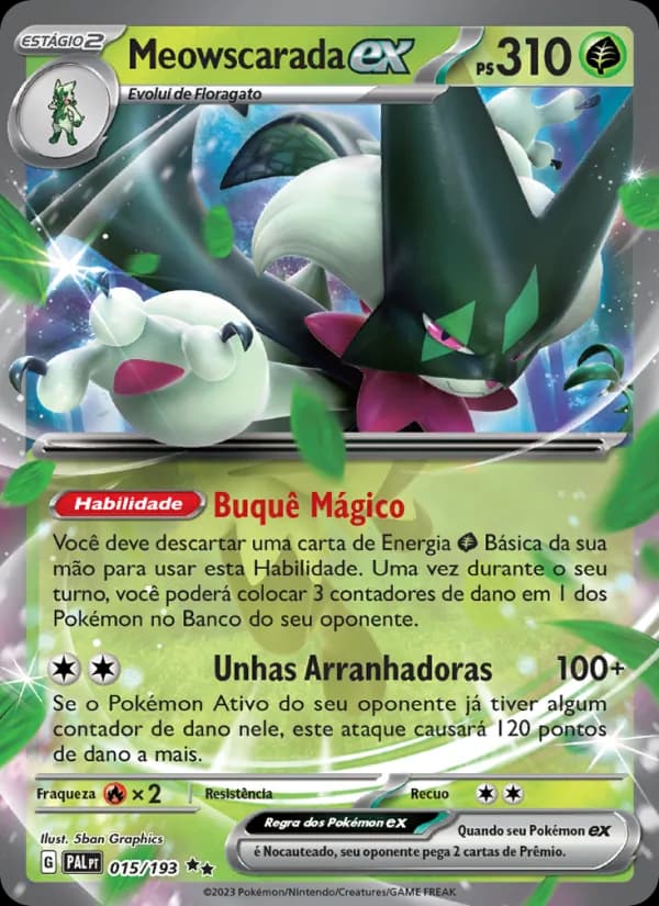 Meowscarada ex, carta 015 de Evoluções em Paldea