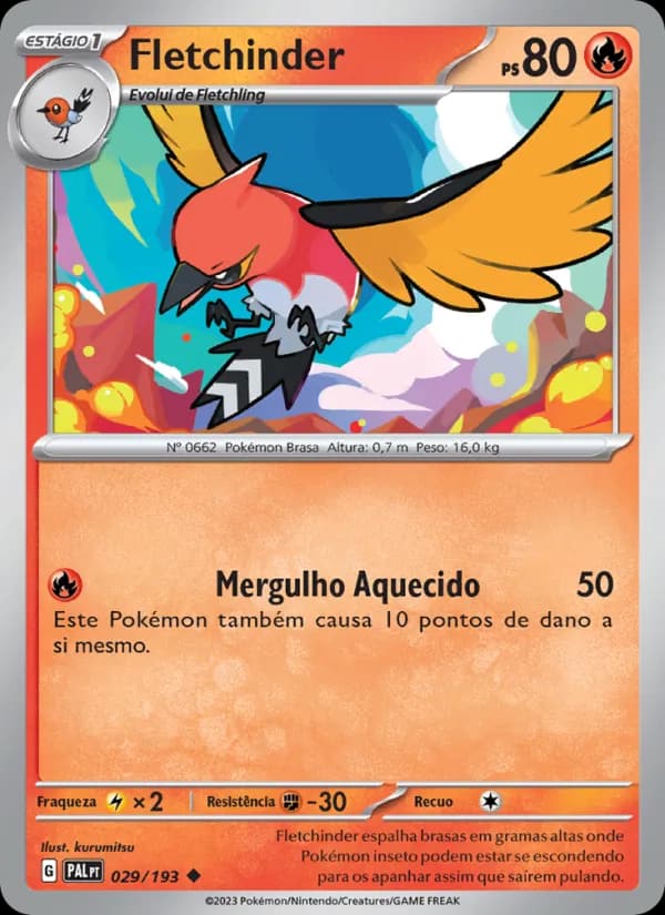 Fletchinder, carta 029 de Evoluções em Paldea