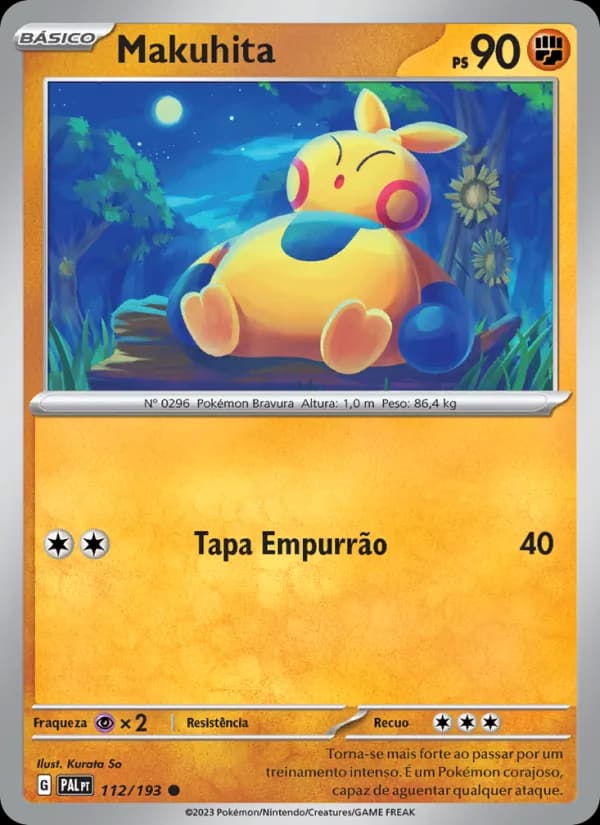 Makuhita, carta 112 de Evoluções em Paldea