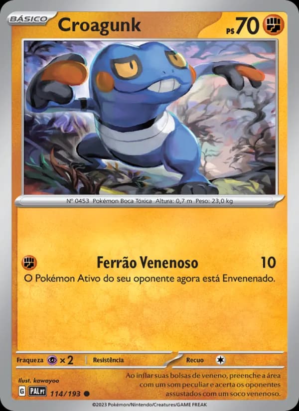Croagunk, carta 114 de Evoluções em Paldea