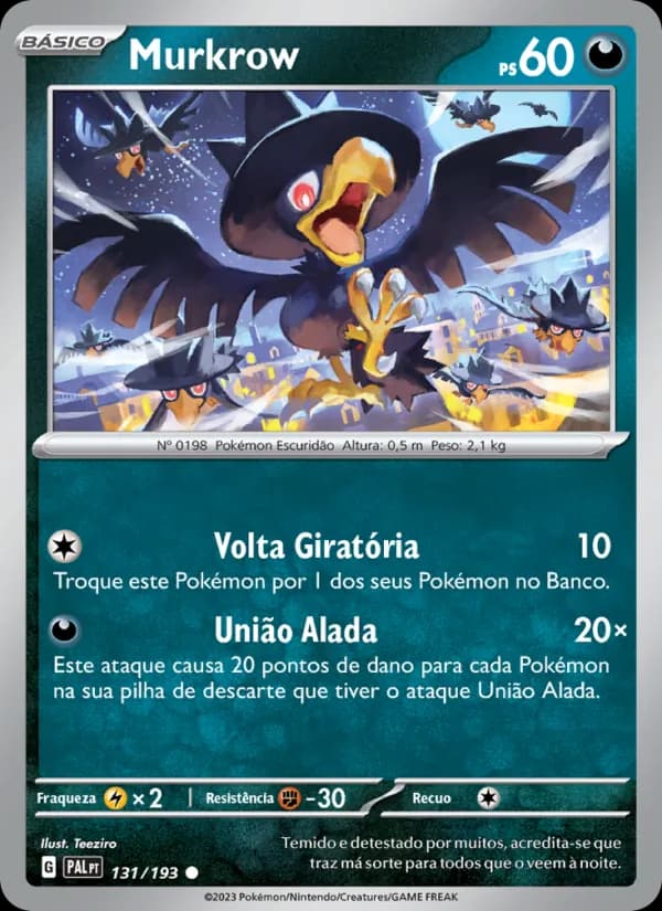Murkrow, carta 131 de Evoluções em Paldea