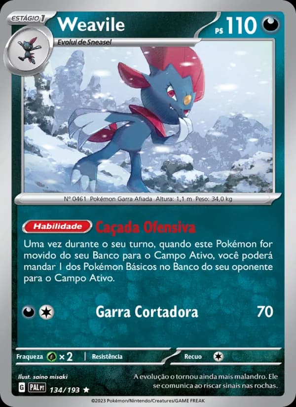 Weavile, carta 134 de Evoluções em Paldea