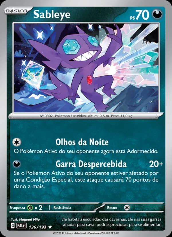 Sableye, carta 136 de Evoluções em Paldea