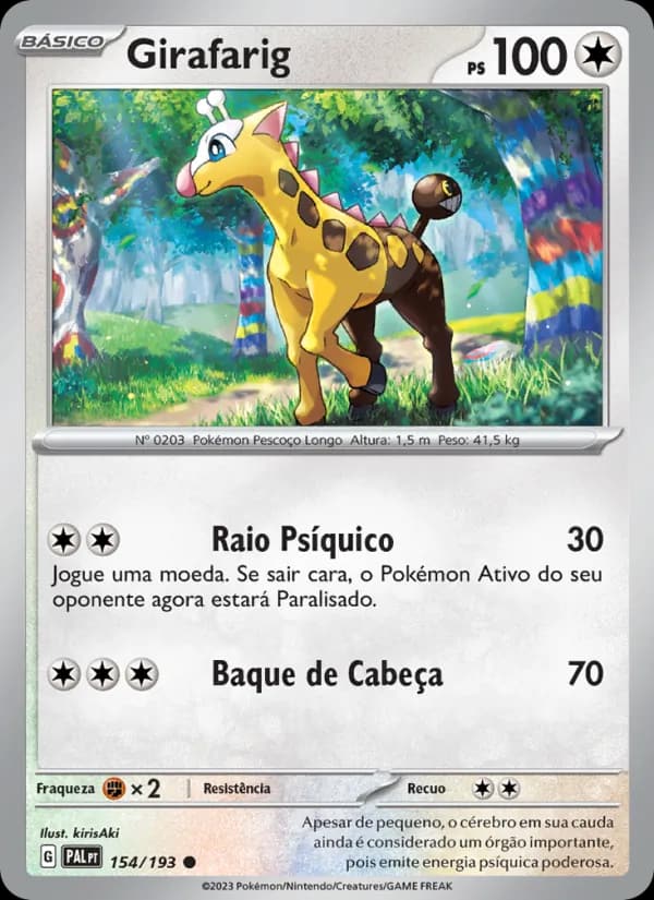 Girafarig, carta 154 de Evoluções em Paldea
