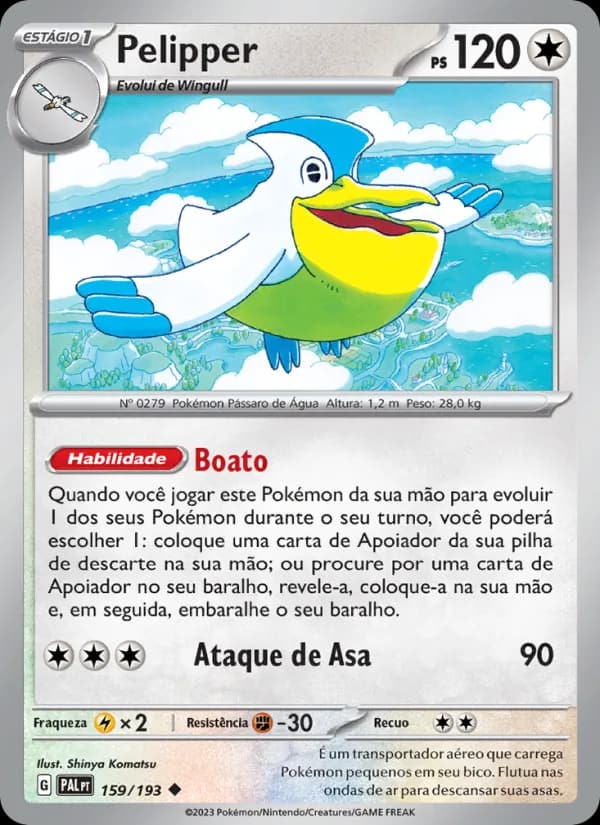 Pelipper, carta 159 de Evoluções em Paldea