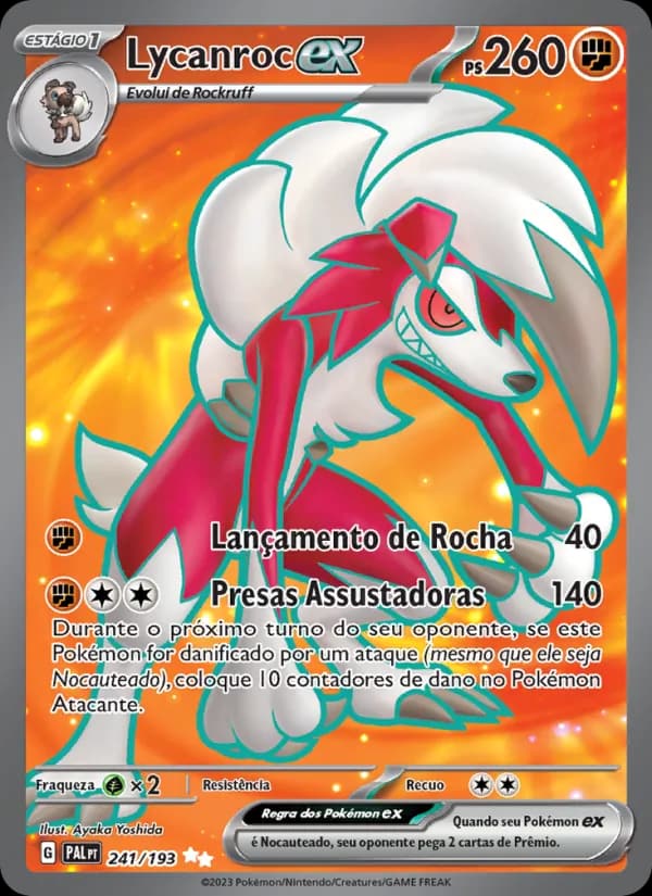 Lycanroc ex, carta 241 de Evoluções em Paldea