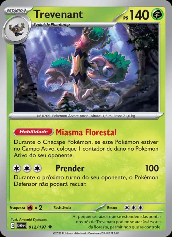 Trevenant, carta 012 de Obsidiana em Chamas
