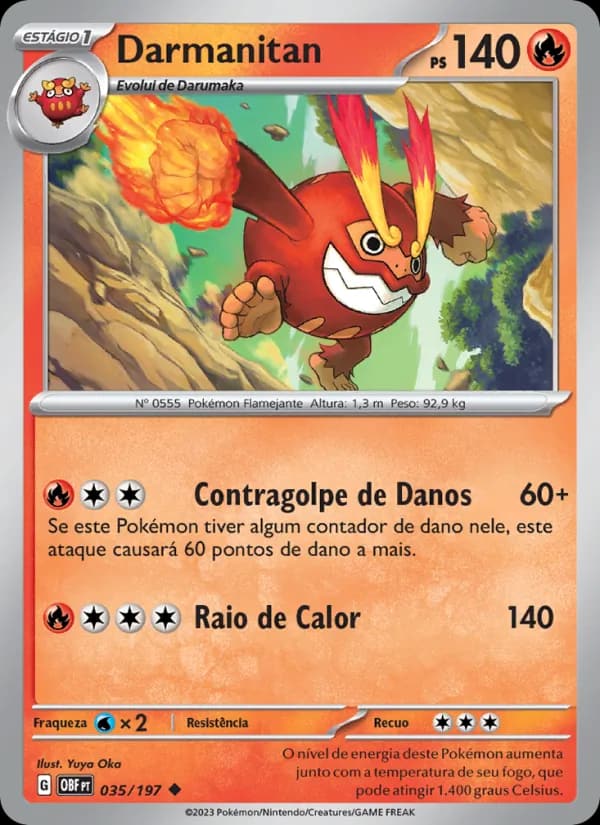 Darmanitan, carta 035 de Obsidiana em Chamas