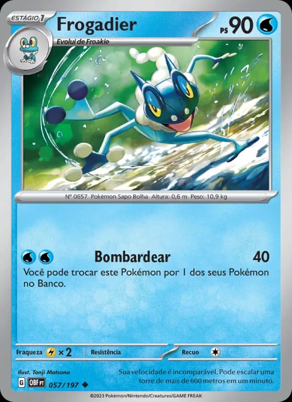 Frogadier, carta 057 de Obsidiana em Chamas