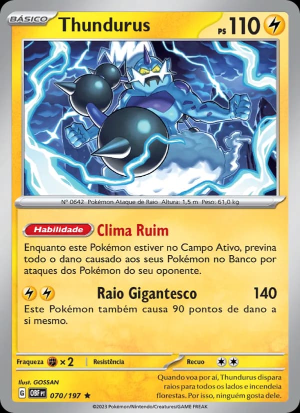 Thundurus, carta 070 de Obsidiana em Chamas