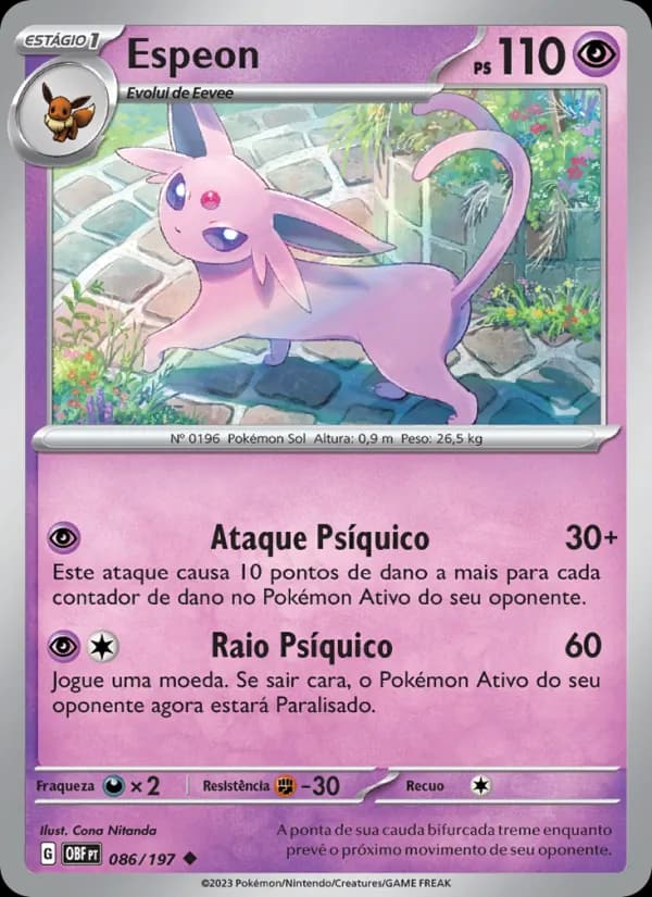 Espeon, carta 086 de Obsidiana em Chamas