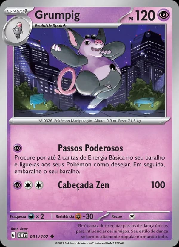 Grumpig, carta 091 de Obsidiana em Chamas