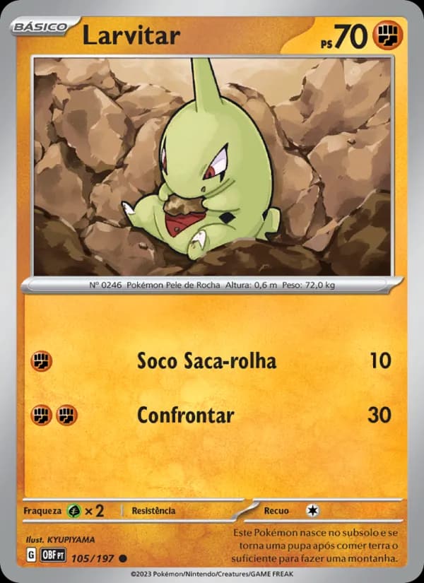 Larvitar, carta 105 de Obsidiana em Chamas