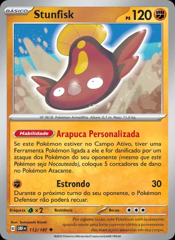 Stunfisk, carta 112 de Obsidiana em Chamas