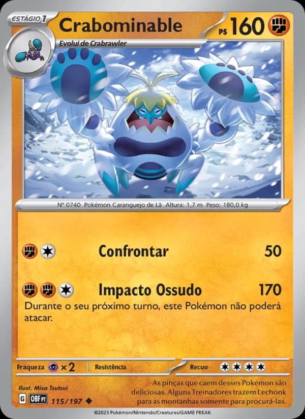 Crabominable, carta 115 de Obsidiana em Chamas