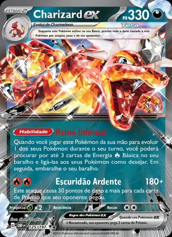 Charizard ex, carta 125 de Obsidiana em Chamas