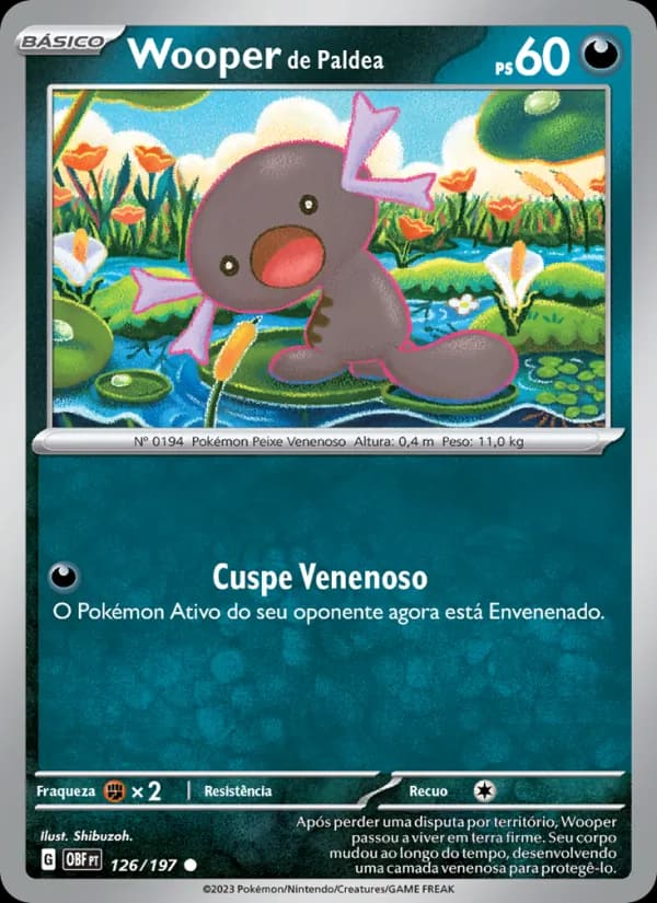 Wooper de Paldea, carta 126 de Obsidiana em Chamas