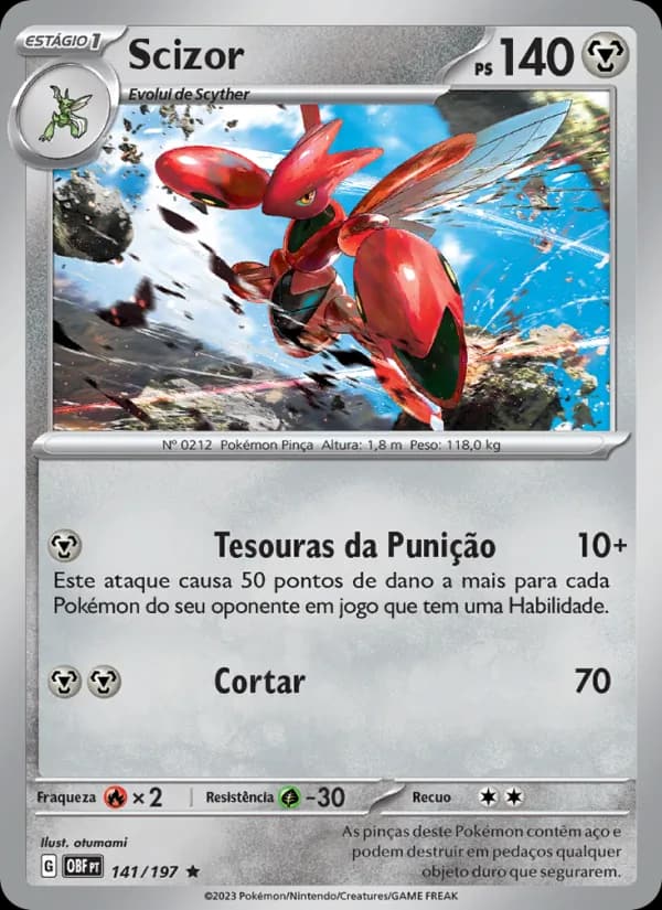Scizor, carta 141 de Obsidiana em Chamas