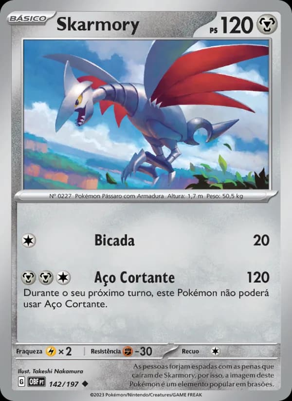 Skarmory, carta 142 de Obsidiana em Chamas