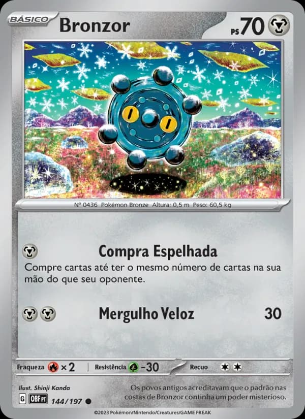 Bronzor, carta 144 de Obsidiana em Chamas