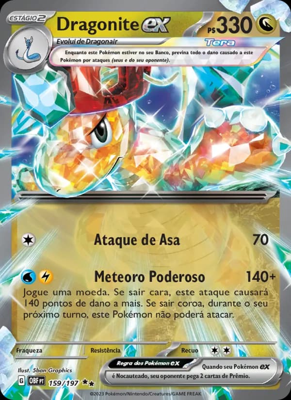 Dragonite ex, carta 159 de Obsidiana em Chamas