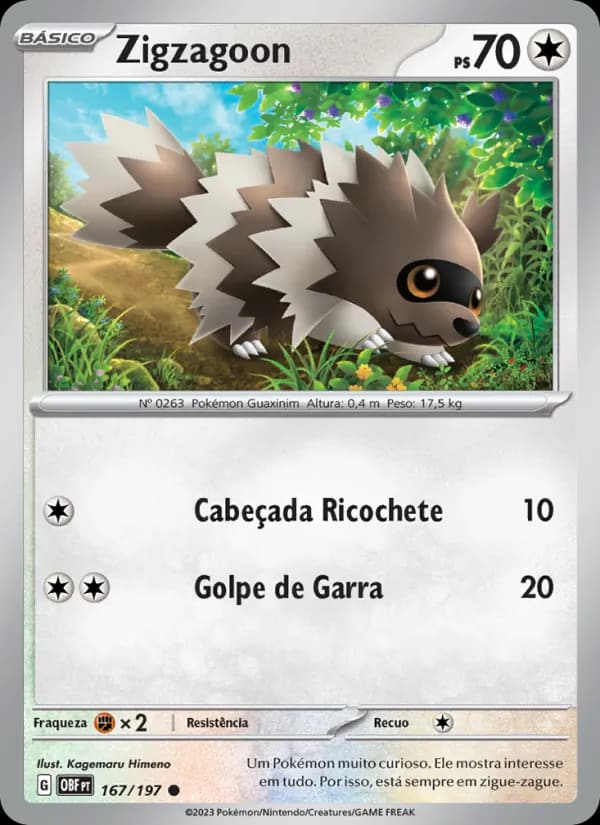 Zigzagoon, carta 167 de Obsidiana em Chamas