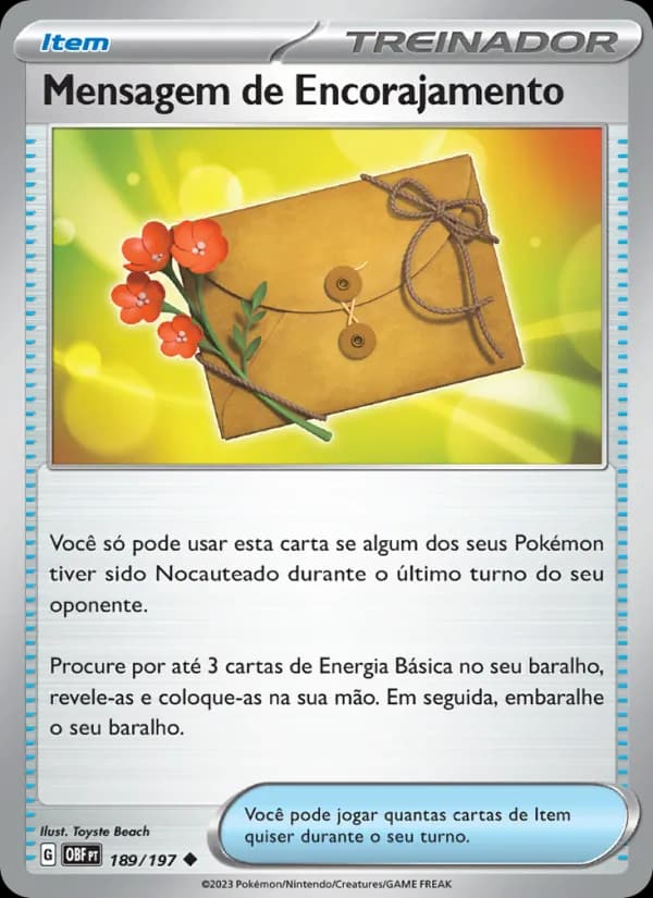 Mensagem de Encorajamento, carta 189 de Obsidiana em Chamas